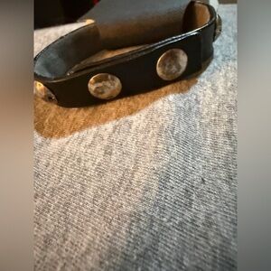 Black Leather Bracelet with Silver Clasp